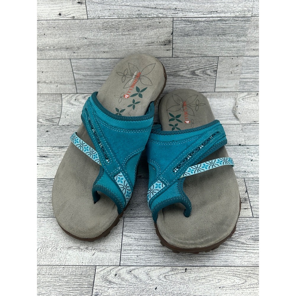 Merrell Algeirs Blue Performance Footwear Sandals Toe Loop J21810 Women 7 Teal